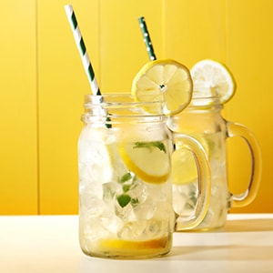 Homemade lemonade in mason jars milktea
